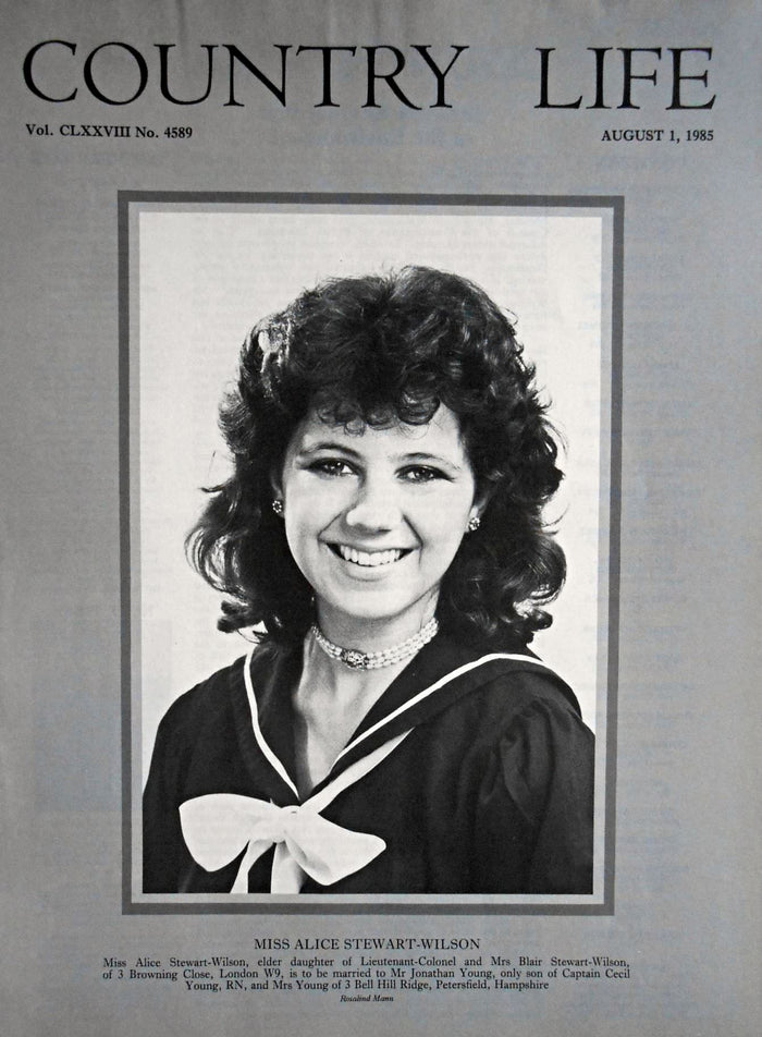 Miss Alice Stewart-Wilson Country Life Magazine Portrait August 1, 1985 Vol. CLXXVIII No. 4589