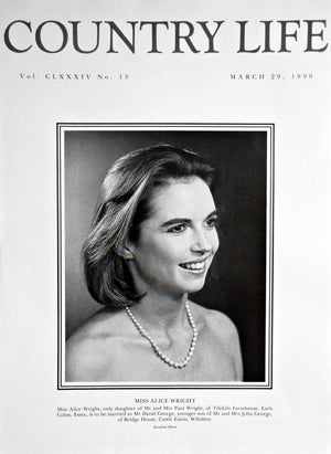 Miss Alice Wright Country Life Magazine Portrait March 29, 1990 Vol. CLXXXIV No. 13