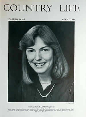 Miss Alison Hamylton Jones Country Life Magazine Portrait March 15, 1984 Vol. CLXXV No. 4517