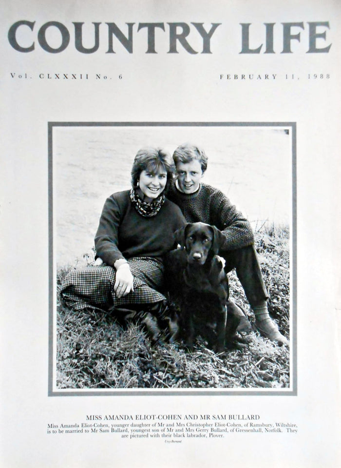 Miss Amanda Eliot-Cohen & Mr Sam Bullard Country Life Magazine Portrait February 11, 1988 Vol. CLXXXII No. 6