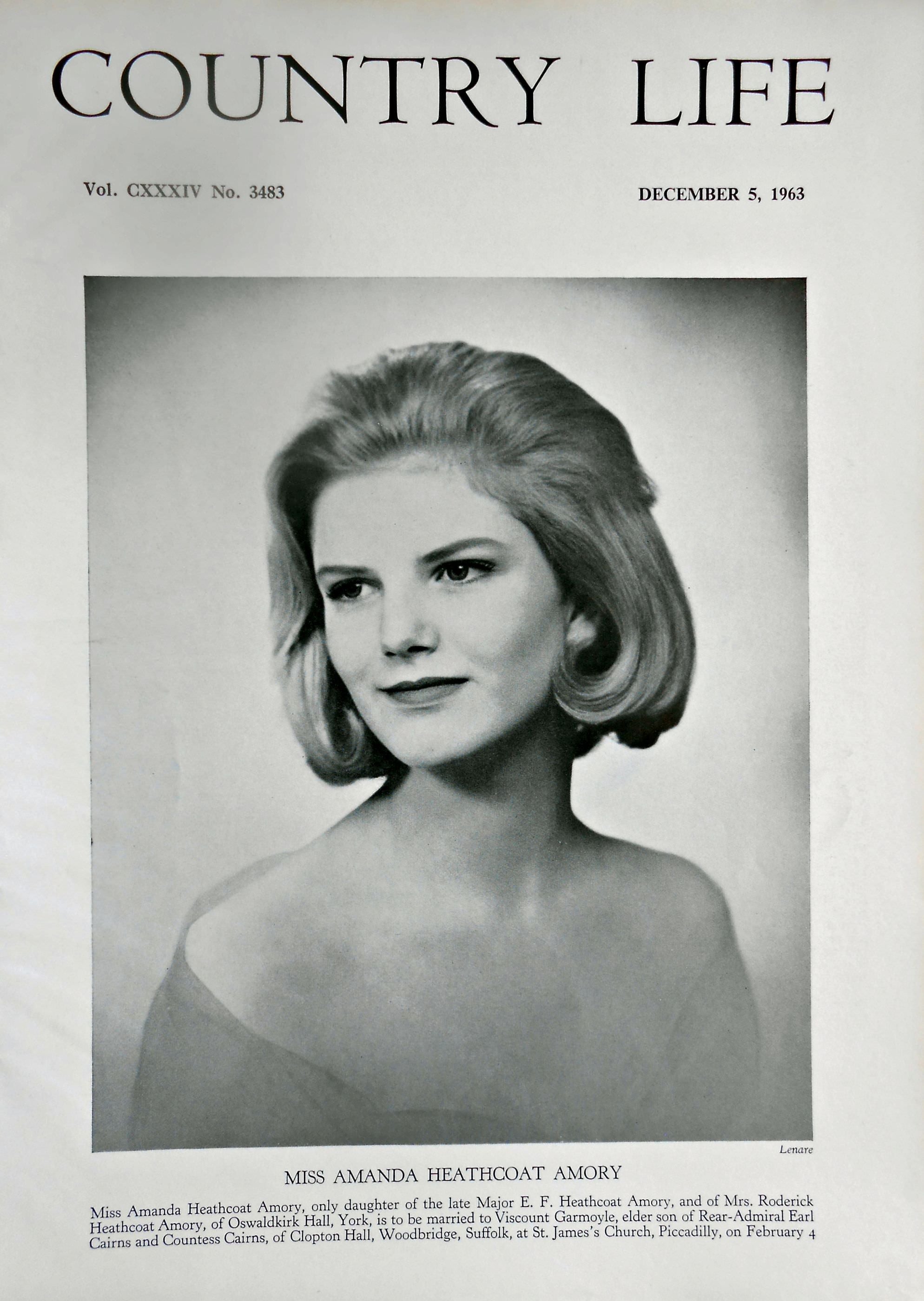 Miss Amanda Heathcoat Amory Country Life Magazine Portrait December 5, 1963 Vol. CXXXIV No. 3483