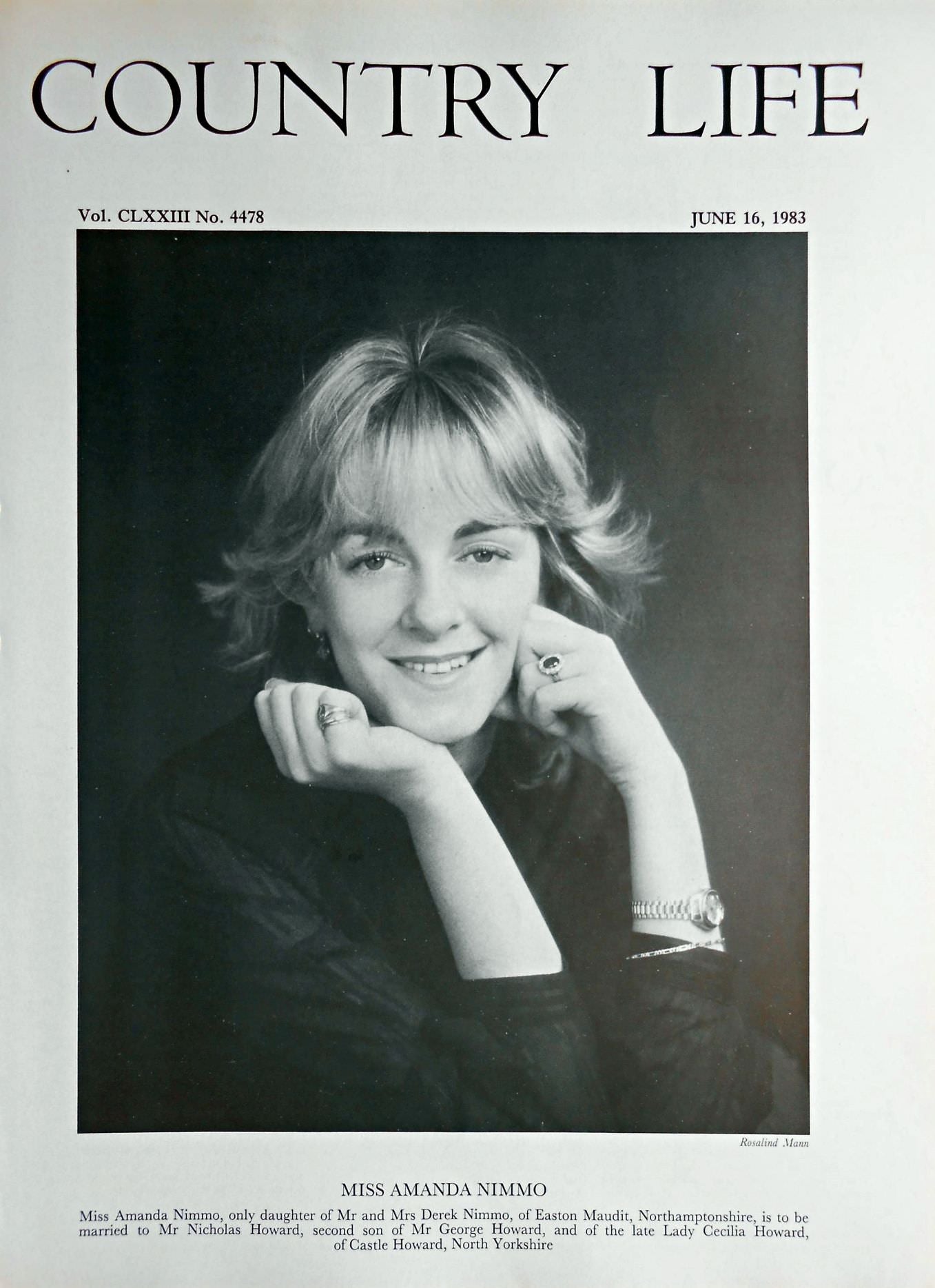 Miss Amanda Nimmo Country Life Magazine Portrait June 16, 1983 Vol. CLXXIII No. 4478 - Copy