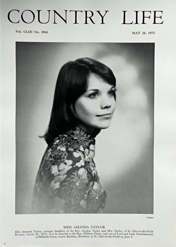 Miss Amanda Taylor Country Life Magazine Portrait May 24, 1973 Vol. CLIII No. 3961