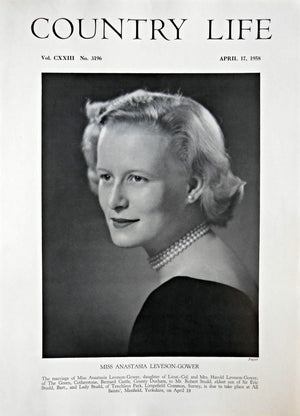 Miss Anastasia Leveson-Gower Country Life Magazine Portrait April 17, 1958 Vol. CXXIII No. 3196