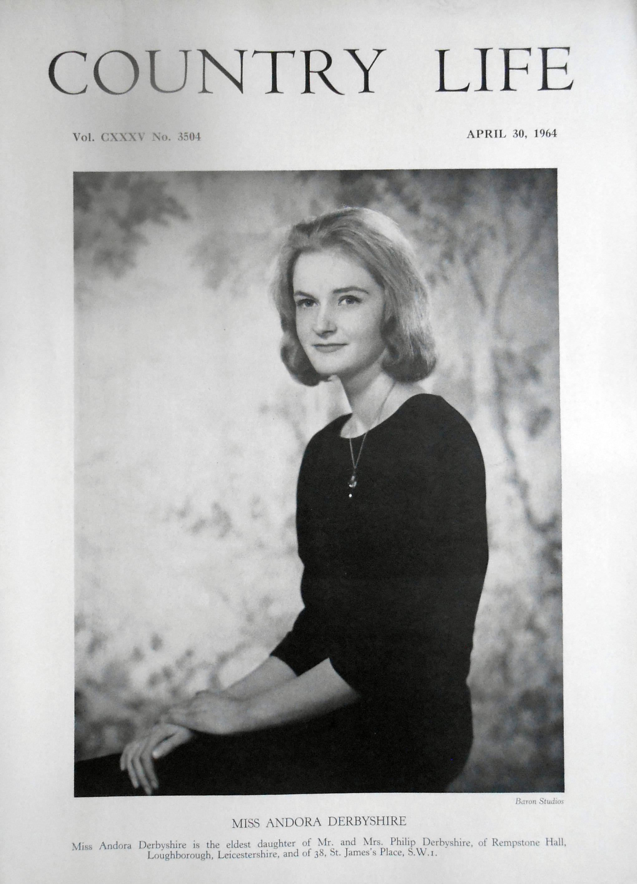 Miss Andora Derbyshire Country Life Magazine Portrait April 30, 1964 Vol. CXXXV No. 3504