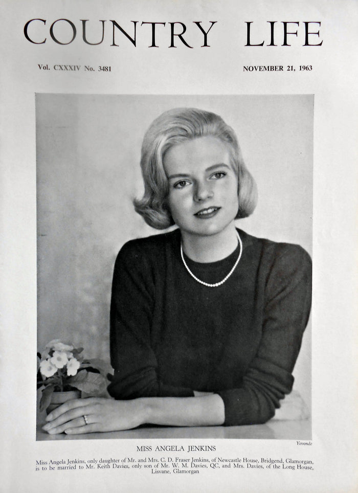 Miss Angela Jenkins Country Life Magazine Portrait November 21, 1963 Vol. CXXXIV No. 3481