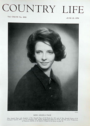Miss Angela Page Country Life Magazine Portrait June 25, 1970 Vol. CXLVII No. 3818