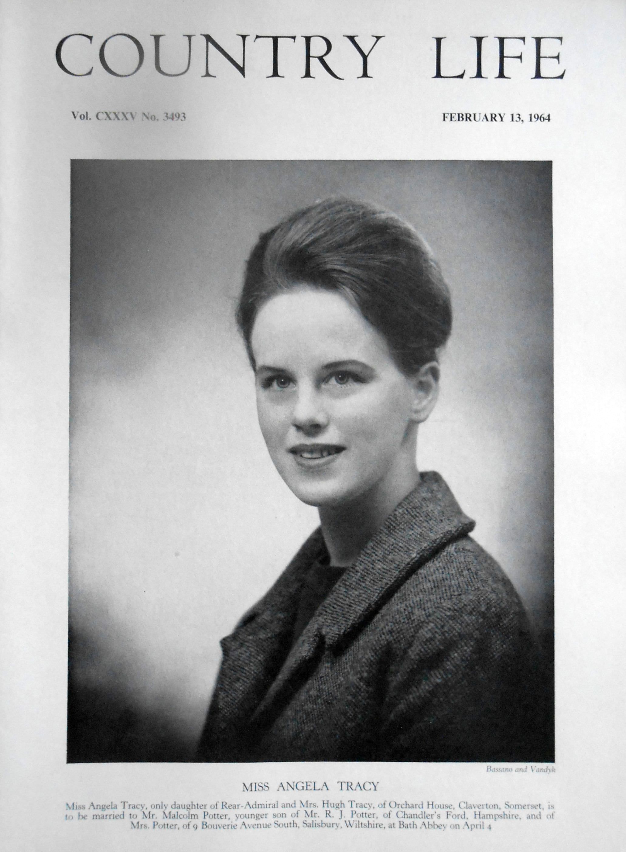 Miss Angela Tracy Country Life Magazine Portrait February 13, 1964 Vol. CXXXV No. 3493 - Copy