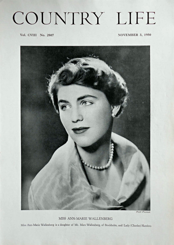 Miss Ann-Marie Wallenberg Country Life Magazine Portrait November 3, 1950 Vol. CVIII No. 2807