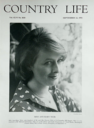 Miss Ann-Mary Weir Country Life Magazine Portrait September 12, 1974 Vol. CLVI No. 4028 - Copy