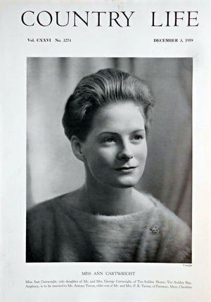 Miss Ann Cartwright Country Life Magazine Portrait December 3, 1959 Vol. CXXVI No. 3274 - Copy