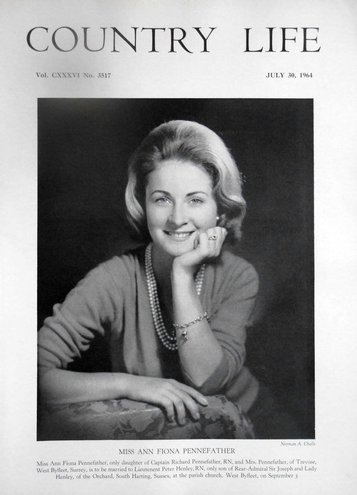 Miss Ann Fiona Pennefather Country Life Magazine Portrait July 30, 1964 Vol. CXXXVI No. 3517
