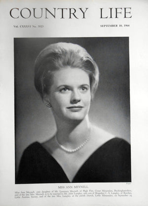 Miss Ann Meynell Country Life Magazine Portrait September 10, 1964 Vol. CXXXVI No. 3523 - Copy