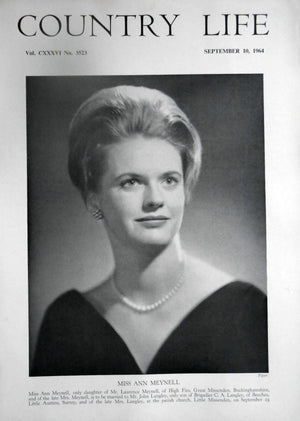 Miss Ann Meynell Country Life Magazine Portrait September 10, 1964 Vol. CXXXVI No. 3523