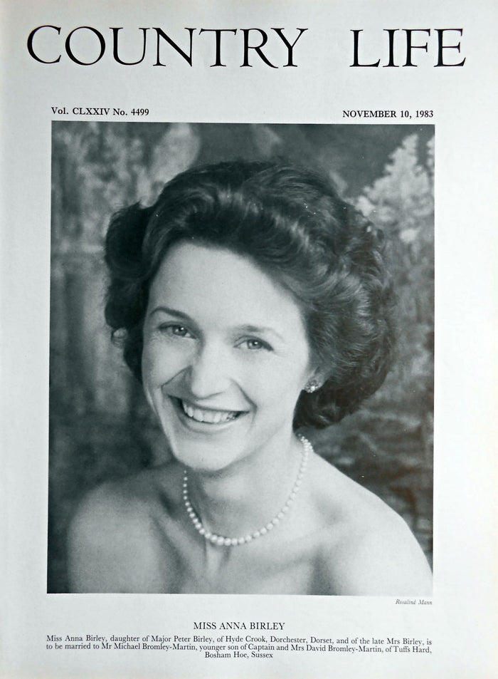 Miss Anna Birley Country Life Magazine Portrait November 10, 1983 Vol. CLXXIV No. 4499
