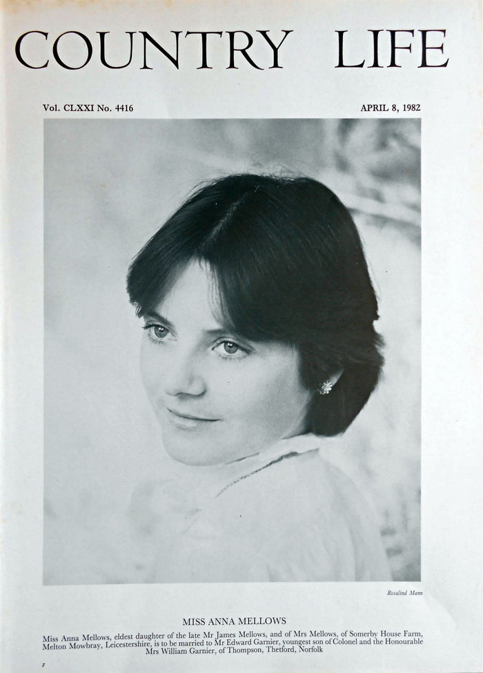 Miss Anna Mellows Country Life Magazine Portrait April 8, 1982 Vol. CLXXI No. 4416