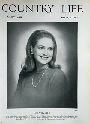 Miss Anna Shine Country Life Magazine Portrait December 12, 1974 Vol. CLVI No. 4041