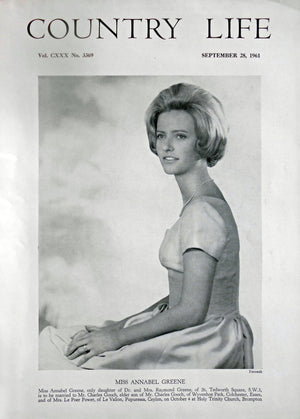 Miss Annabel Greene Country Life Magazine Portrait September 28, 1961 Vol. CXXX No. 3369 - Copy