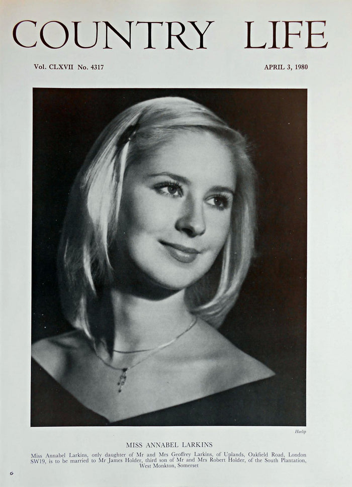 Miss Annabel Larkins Country Life Magazine Portrait April 3, 1980 Vol. CLXVII No. 4317