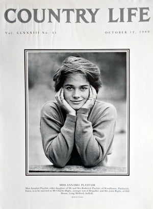 Miss Annabel Playfair Country Life Magazine Portrait October 12, 1989 Vol. CLXXXIII No. 41
