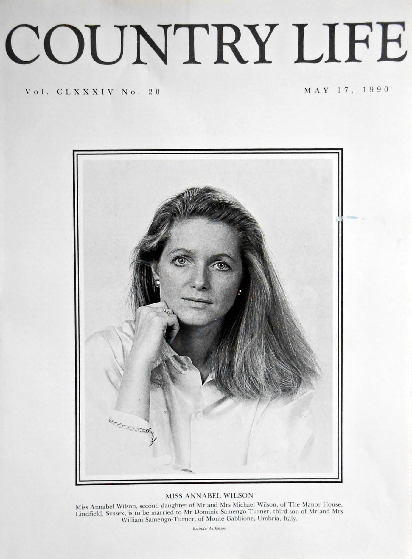 Miss Annabel Wilson Country Life Magazine Portrait May 17, 1990 Vol. CLXXXIV No. 20