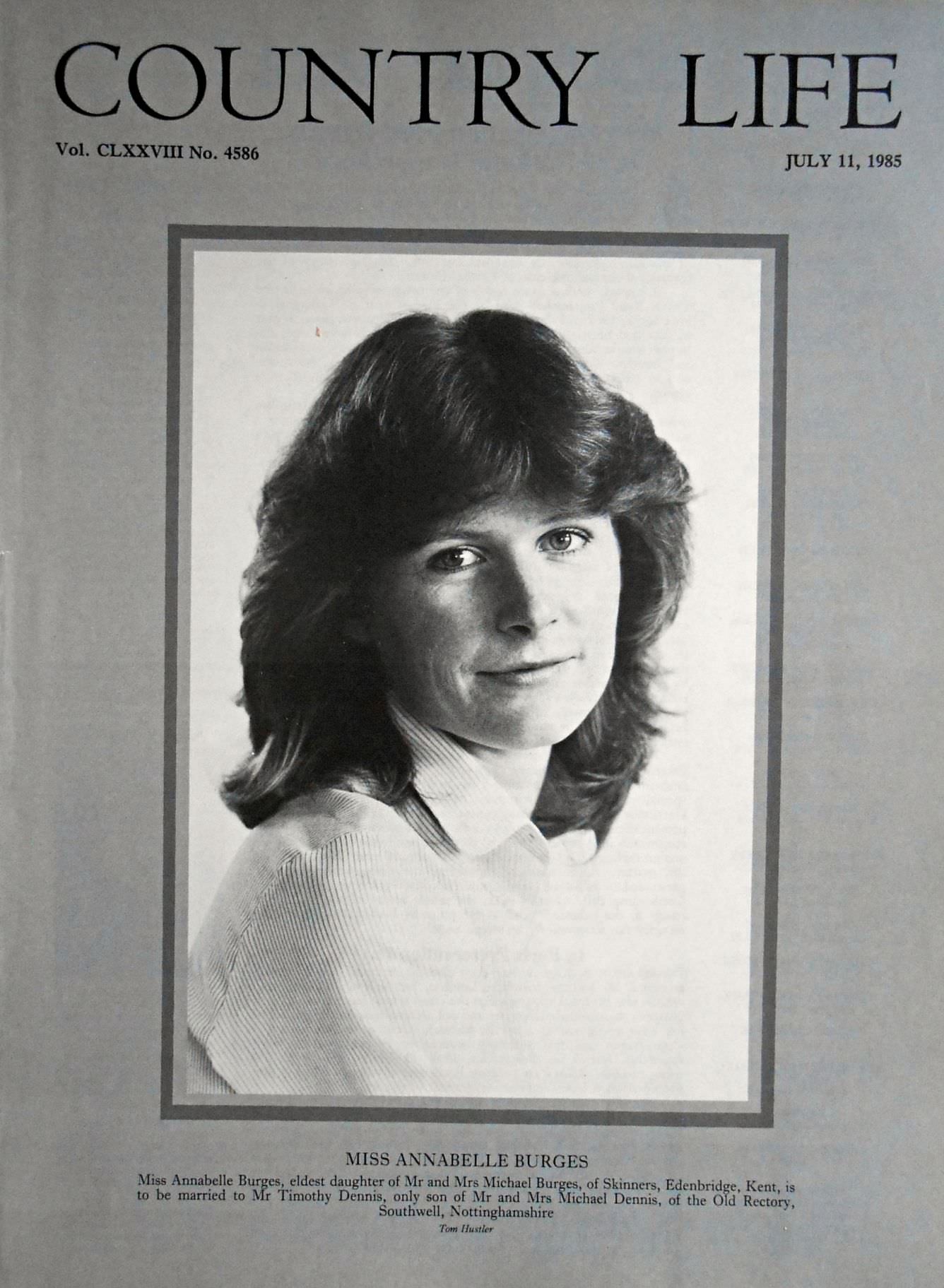 Miss Annabelle Burges Country Life Magazine Portrait July 11, 1985 Vol. CLXXVIII No. 4586