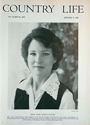 Miss Anne Anwyl-Davies Country Life Magazine Portrait January 8, 1981 Vol. CLXIX No. 4351