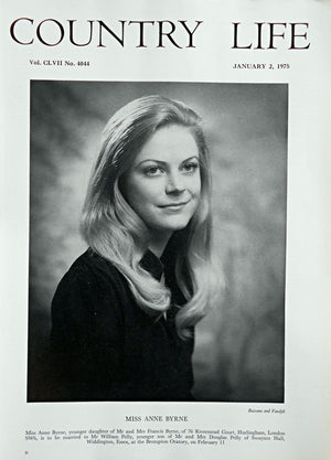 Miss Anne Byrne Country Life Magazine Portrait January 2, 1975 Vol. CLVII No. 4044