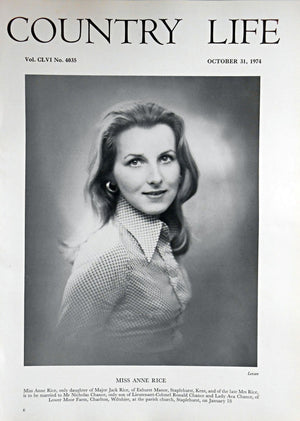Miss Anne Rice Country Life Magazine Portrait October 31, 1974 Vol. CLVI No. 4035 - Copy