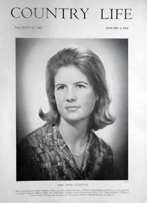 Miss Anne Stanton Country Life Magazine Portrait January 2, 1964 Vol. CXXXV No. 3487 - Copy