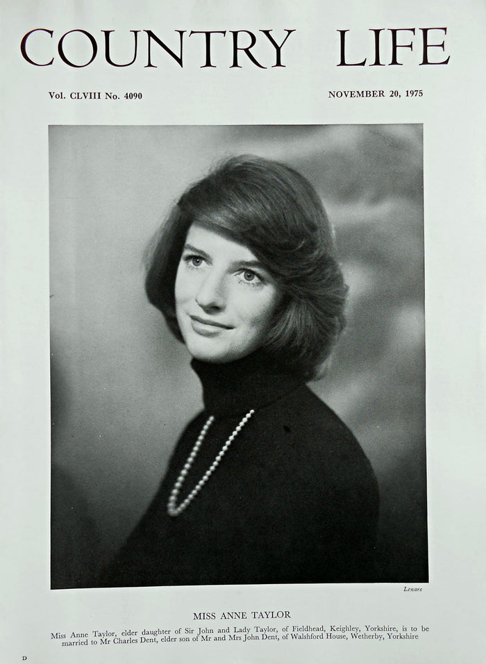 Miss Anne Taylor Country Life Magazine Portrait November 20, 1975 Vol. CLVIII No. 4090