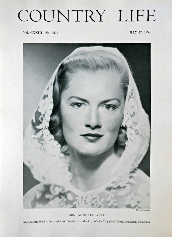 Miss Annette Weld Country Life Magazine Portrait May 22, 1958 Vol. CXXIII No. 3201