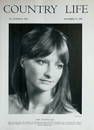 Miss Antonia Lea Country Life Magazine Portrait December 25, 1980 Vol. CLXVIII No. 4349