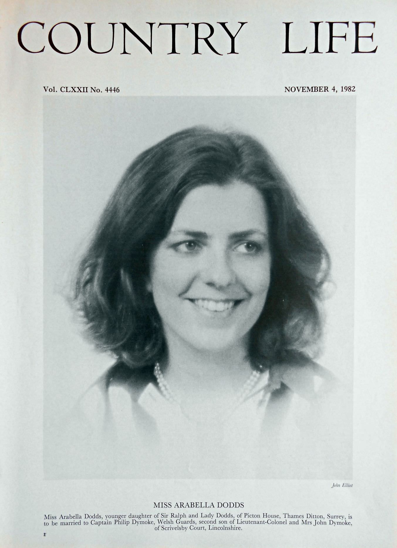 Miss Arabella Dodds Country Life Magazine Portrait November 4, 1982 Vol. CLXXII No. 4446 - Copy