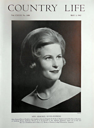 Miss Armorel Ryves-Hopkins Country Life Magazine Portrait May 3, 1962 Vol. CXXXI No. 3400