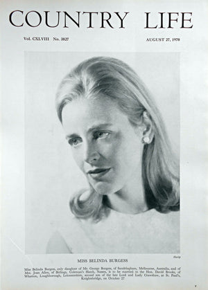 Miss Belinda Burgess Country Life Magazine Portrait August 27, 1970 Vol. CXLVIII No. 3827