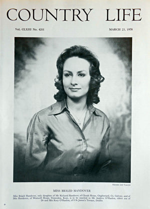 Miss Brigid Handover Country Life Magazine Portrait March 23, 1978 Vol. CLXIII No. 4211