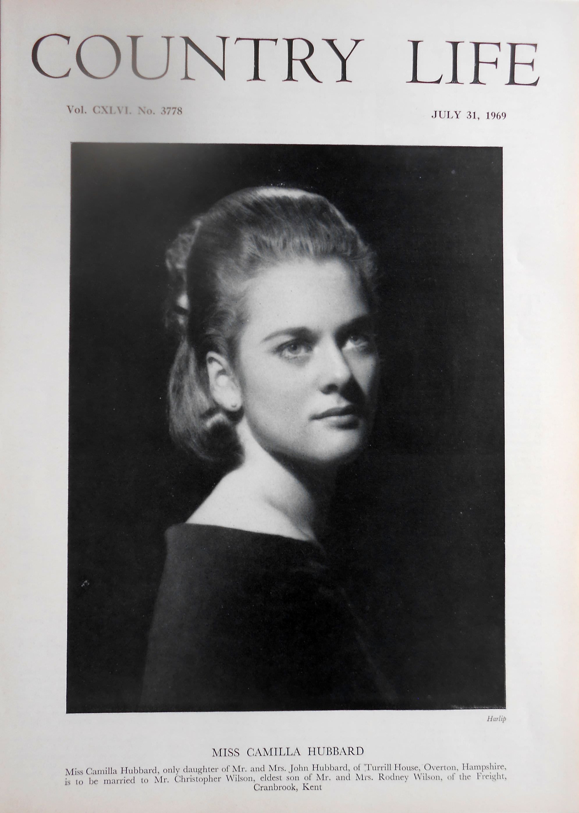 Miss Camilla Hubbard Country Life Magazine Portrait July 31, 1969 Vol. CXLVI No. 3778
