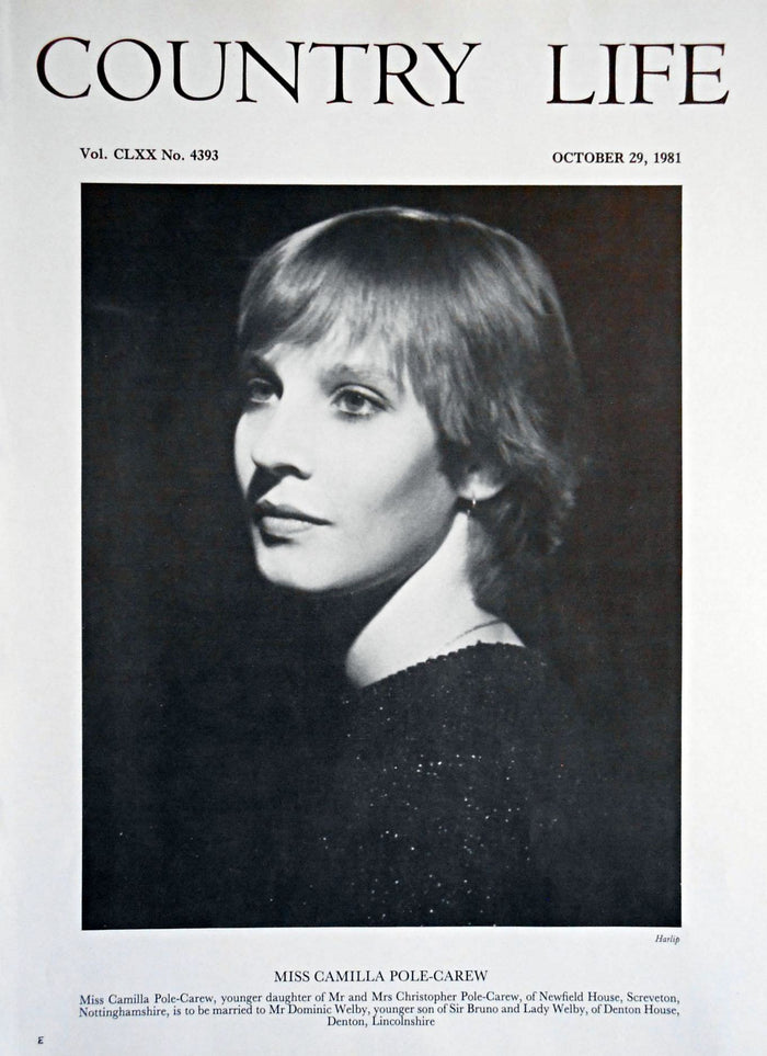 Miss Camilla Pole-Carew Country Life Magazine Portrait October 29, 1981 Vol. CLXX No. 4393