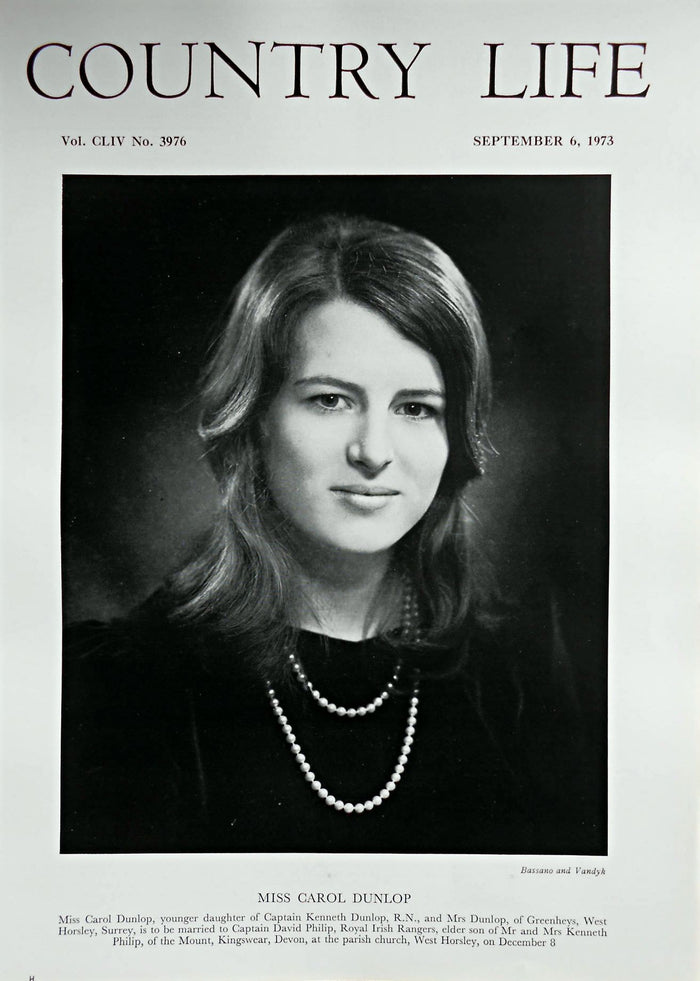 Miss Carol Dunlop Country Life Magazine Portrait September 6, 1973 Vol. CLIV No. 3976