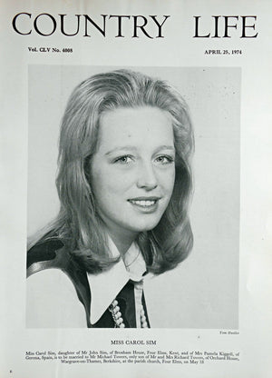 Miss Carol Sim Country Life Magazine Portrait April 25, 1974 Vol. CLV No. 4008 - Copy
