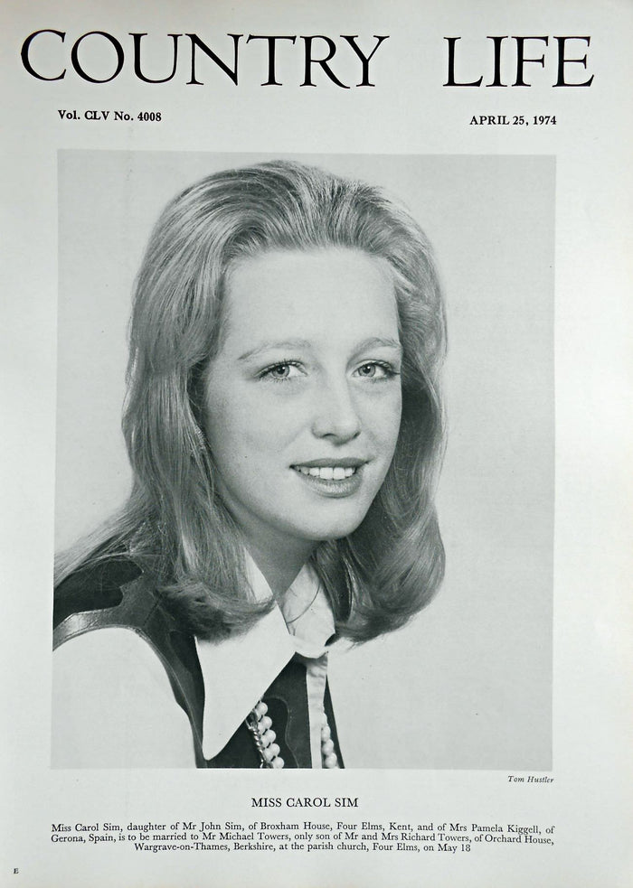 Miss Carol Sim Country Life Magazine Portrait April 25, 1974 Vol. CLV No. 4008