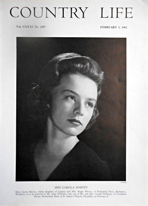 Miss Carola Harvey Country Life Magazine Portrait February 1, 1962 Vol. CXXXI No. 3387 - Copy
