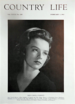 Miss Carola Harvey Country Life Magazine Portrait February 1, 1962 Vol. CXXXI No. 3387