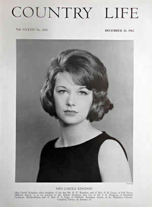 Miss Carole Kingdon Country Life Magazine Portrait December 20, 1962 Vol. CXXXII No. 3433