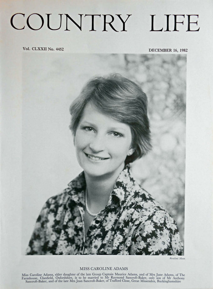 Miss Caroline Adams Country Life Magazine Portrait December 16, 1982 Vol. CLXXII No. 4452