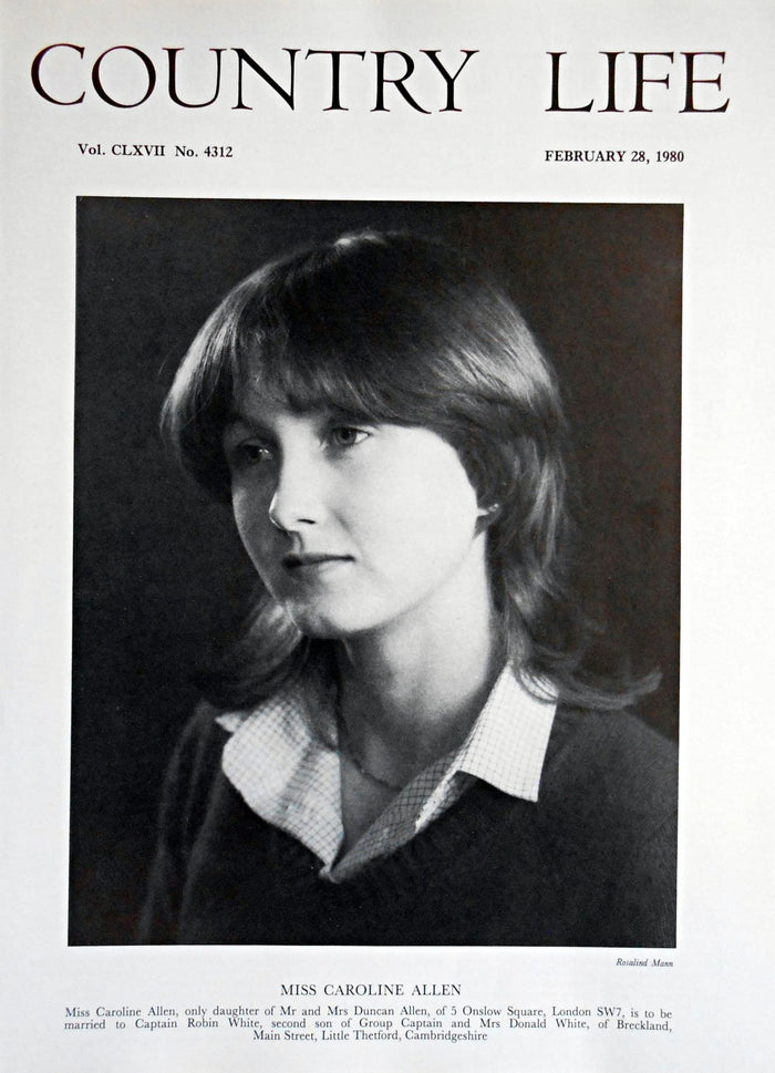 Miss Caroline Allen Country Life Magazine Portrait February 28, 1980 Vol. CLXVII No. 4312