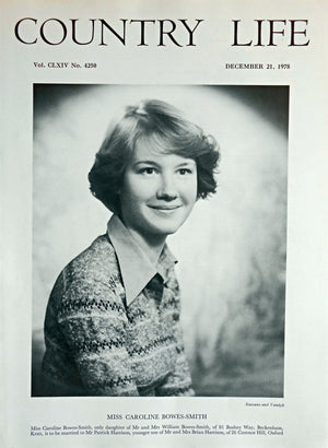 Miss Caroline Bowes-Smith Country Life Magazine Portrait December 21, 1978 Vol. CLXIV No. 4250