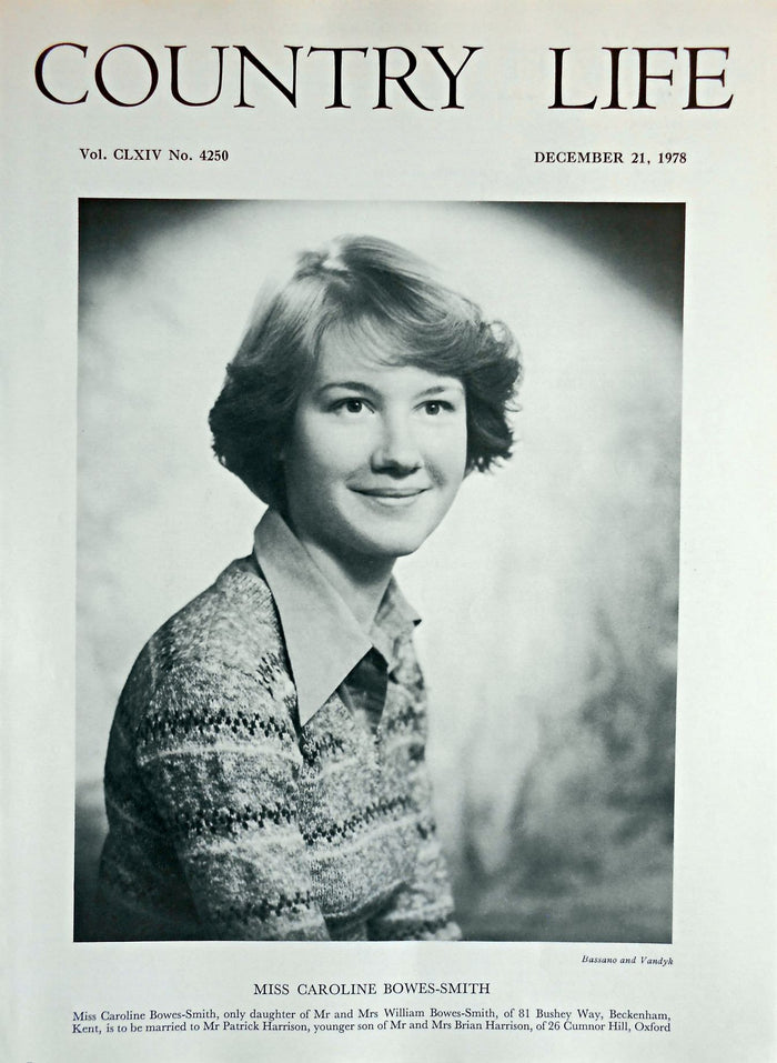 Miss Caroline Bowes-Smith Country Life Magazine Portrait December 21, 1978 Vol. CLXIV No. 4250