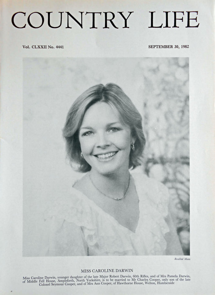 Miss Caroline Darwin Country Life Magazine Portrait September 30, 1982 Vol. CLXXII No. 4441